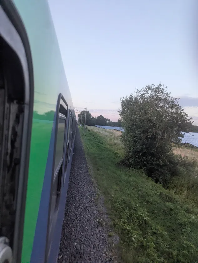 picture taken from the window of a train